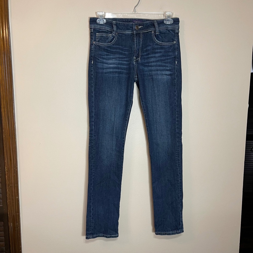 VGS Womens Straight Leg Jeans Dark Wash Embroidered Flap Pocket Size 8 WP60062J